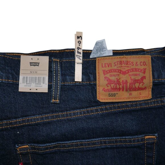 Levis 559 Men's Size 52x32 Jeans Relaxed Fit Straight Leg Dark Wash Denim NWT - Picture 8 of 11